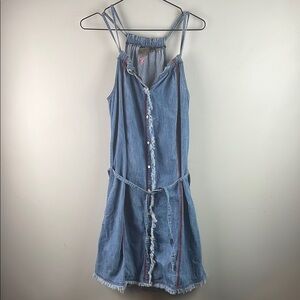 Southern Thread Blue Denim Pearl Snap Dress Size M